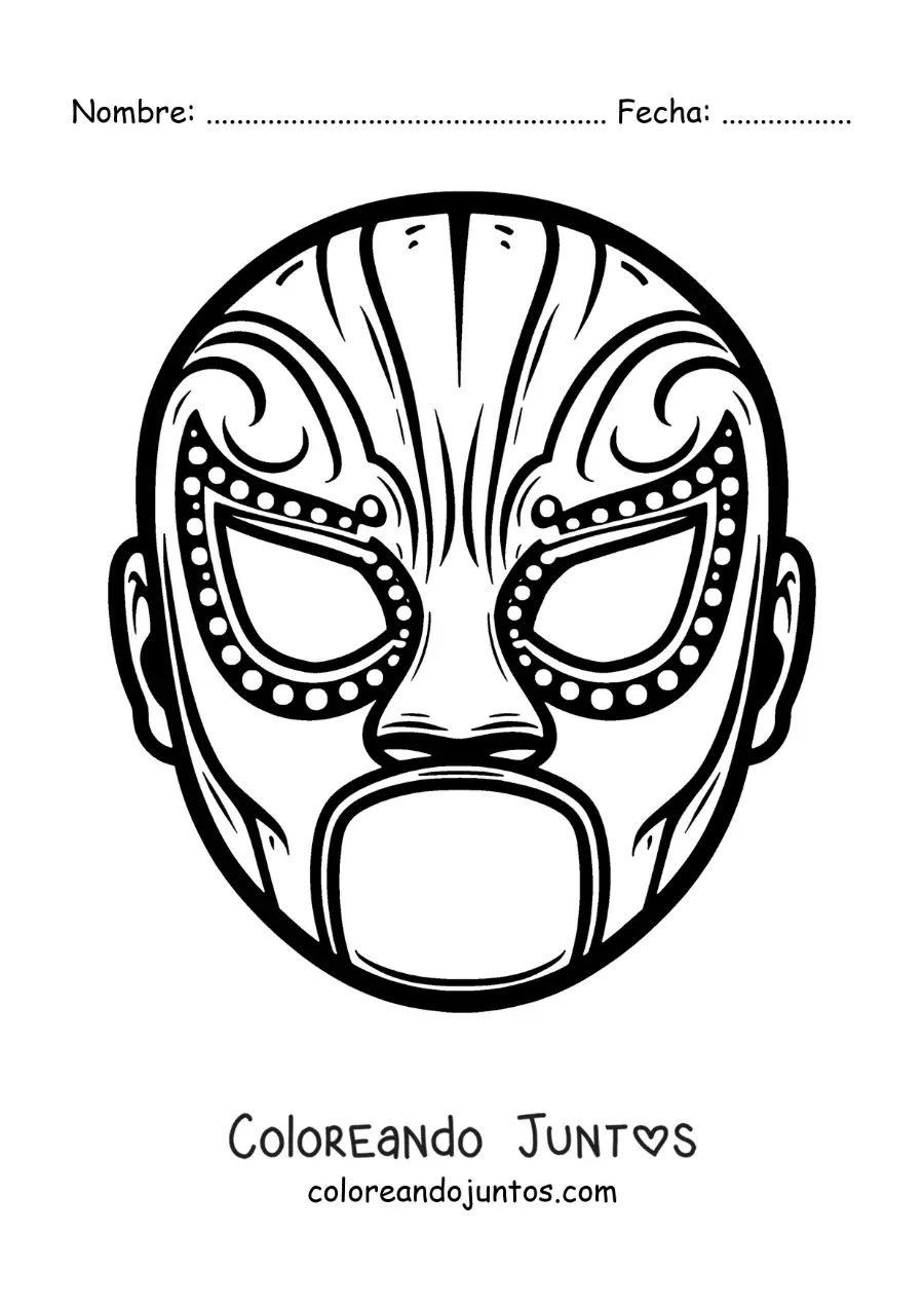 Imagen para colorear de máscara de luchador para niños