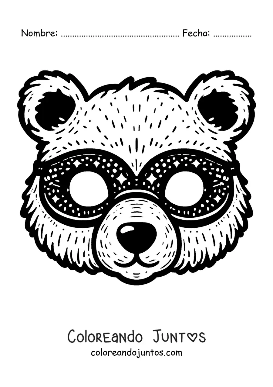Imagen para colorear de careta de oso de carnaval