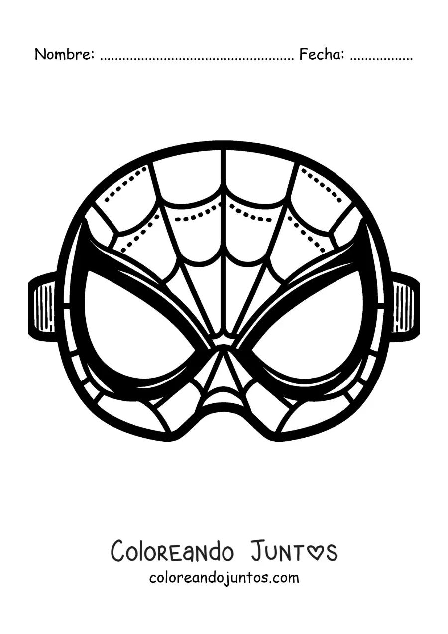 Imagen para colorear de antifaz del Hombre Araña