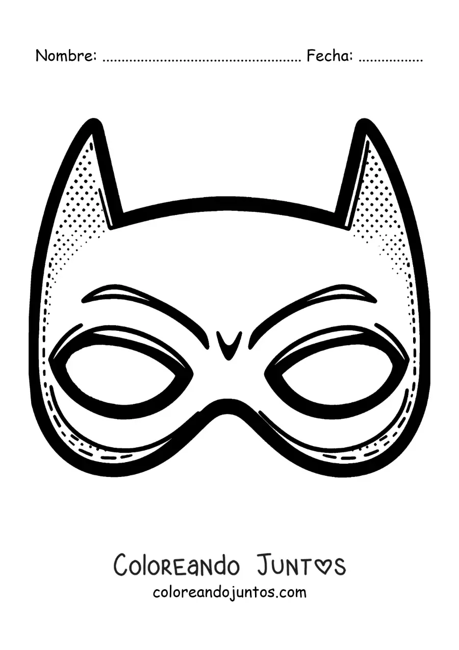 Imagen para colorear de antifaz de Batman para niños