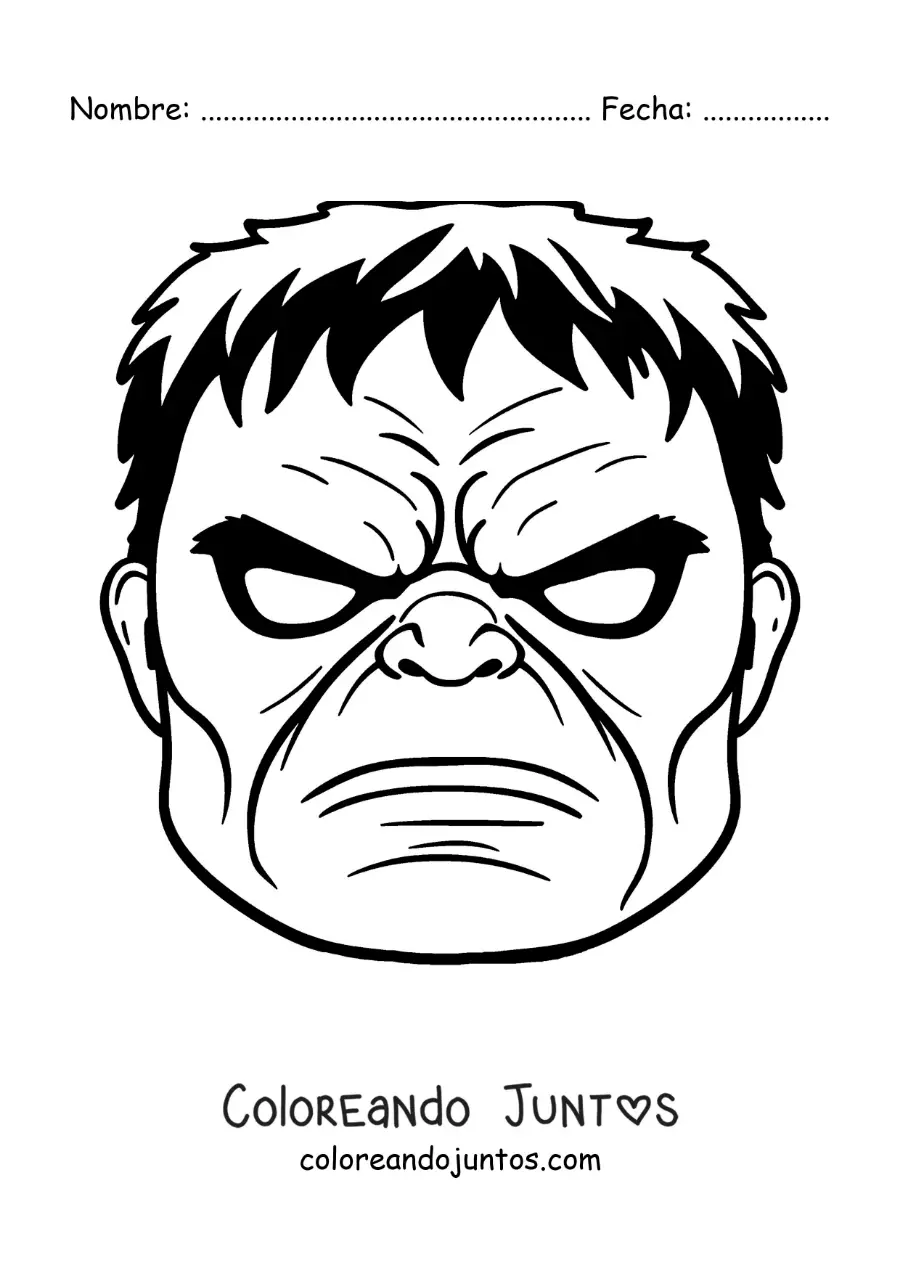 Imagen para colorear de máscara de Hulk de los Vengadores