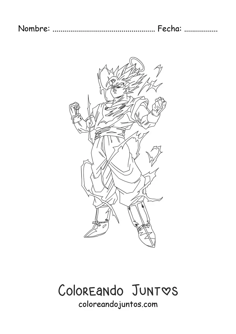 Imagen para colorear de Goku en modo Super Saiyajin 2
