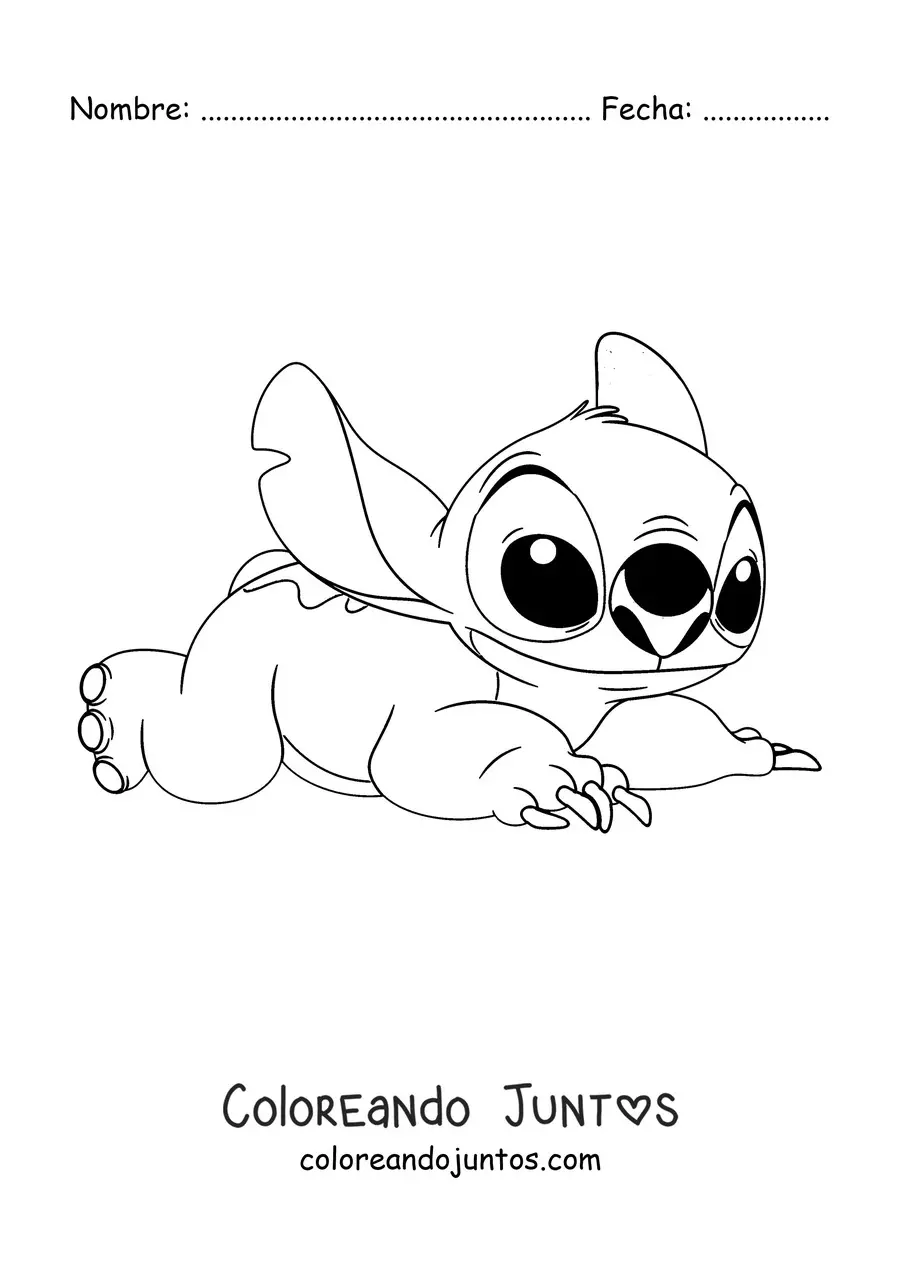 Imagen para colorear de Stitch acostado