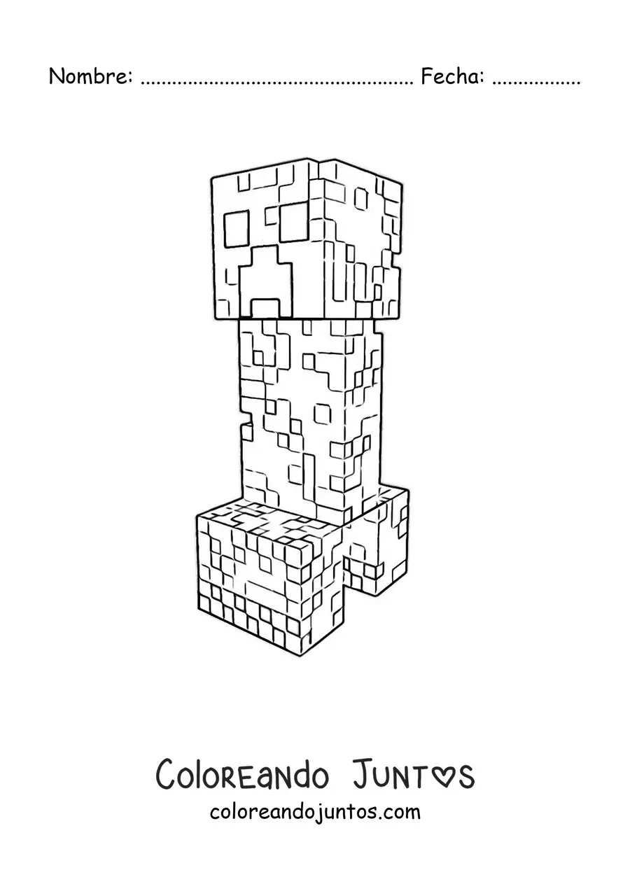 Imagen para colorear de un creeper de Minecraft
