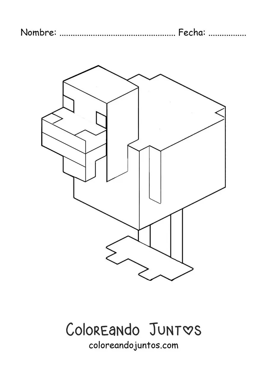 Imagen para colorear de un pato de Minecraft