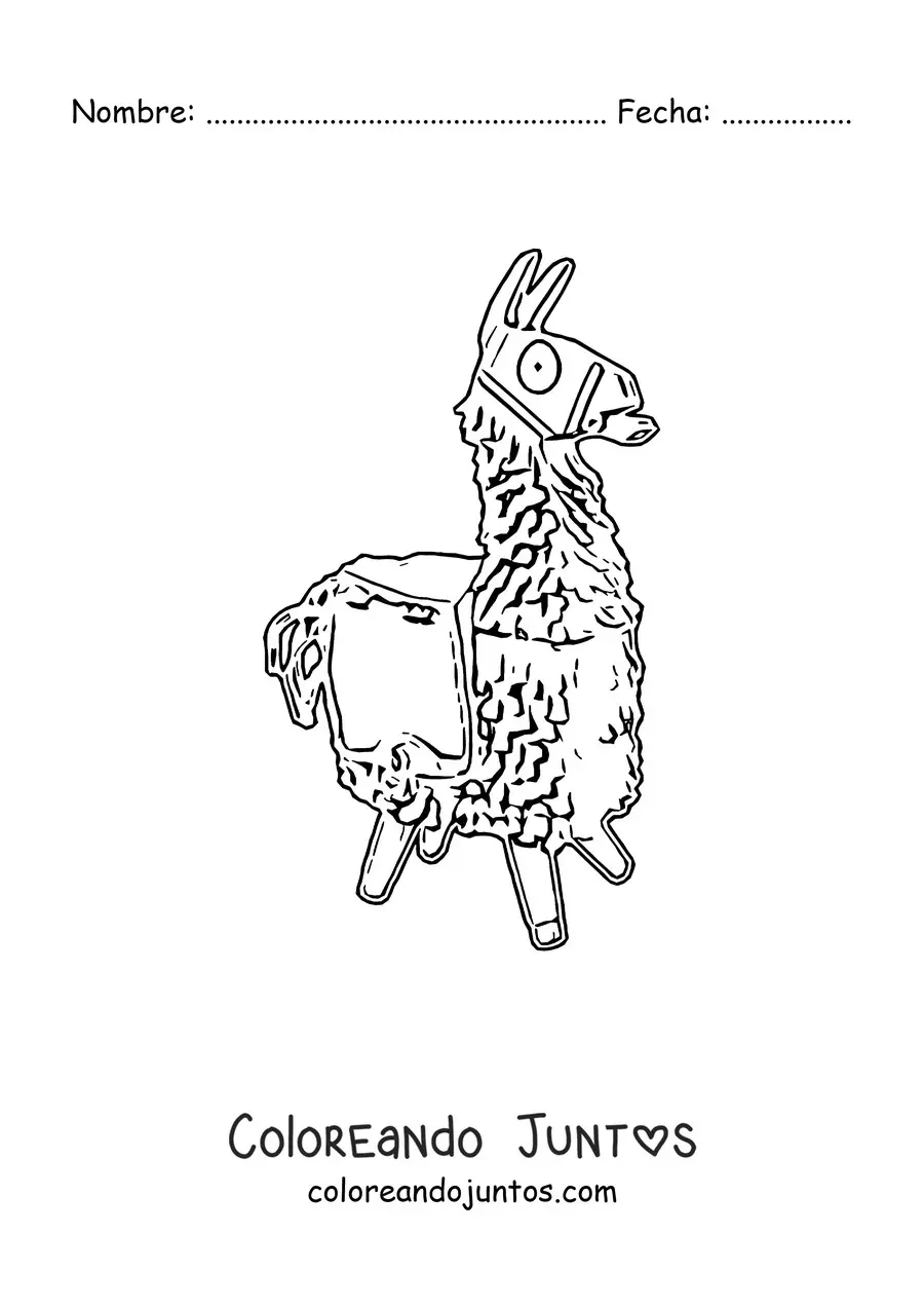 Imagen para colorear de una llama de Fortnite