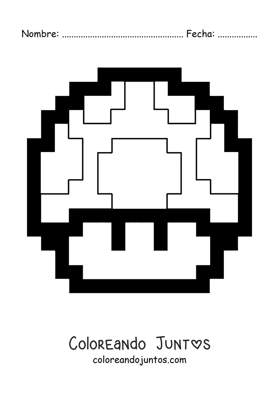 Imagen para colorear de Toad de Mario Bros en 8 bits