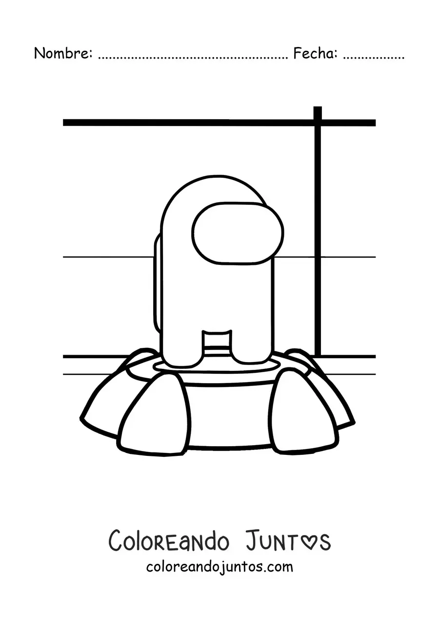 Imagen para colorear de un tripulante de Among Us en la nave
