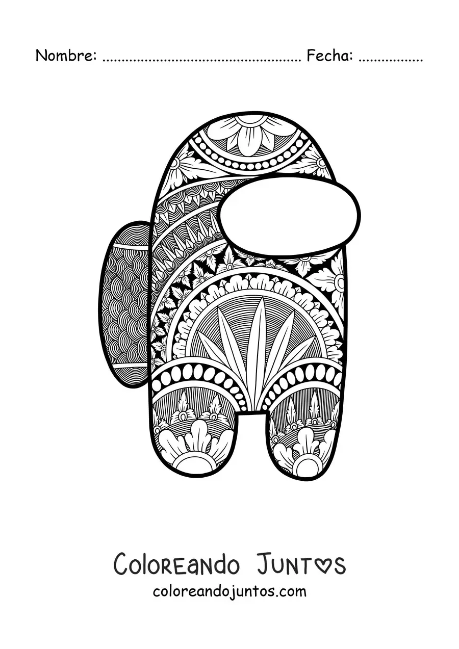 Imagen para colorear de un mandala de Among Us