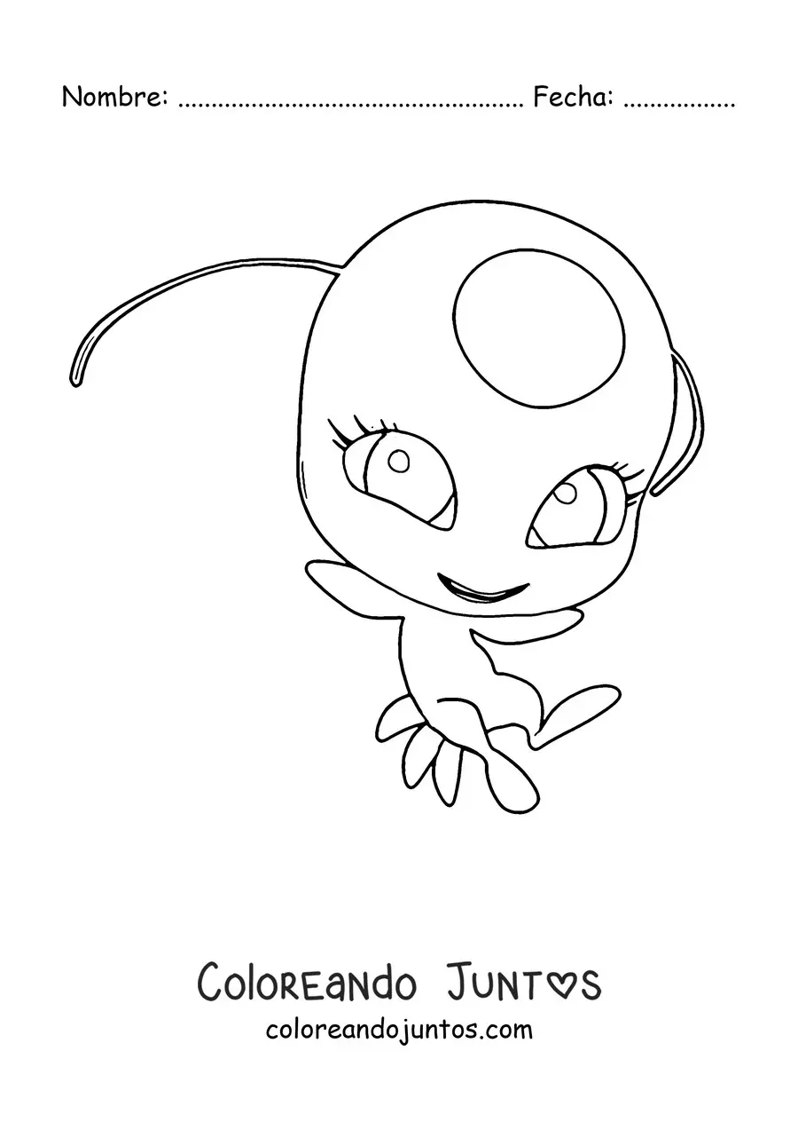 Imagen para colorear de Tikki de Miraculous Ladybug