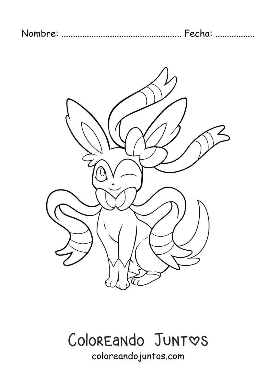 Imagen para colorear del pokémon Sylveon sentado