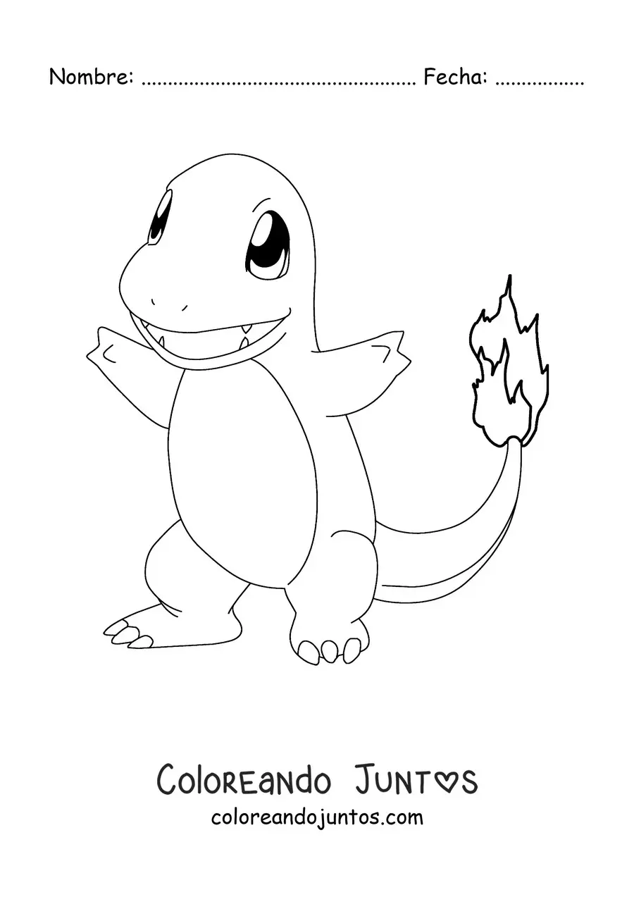Imagen para colorear del pokémon Charmander