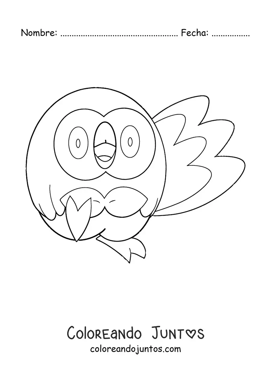 Imagen para colorear del pokémon Rowlet