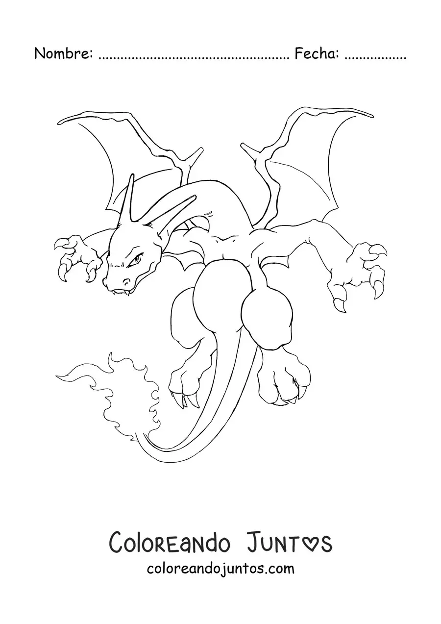 Imagen para colorear del pokémon Charizard