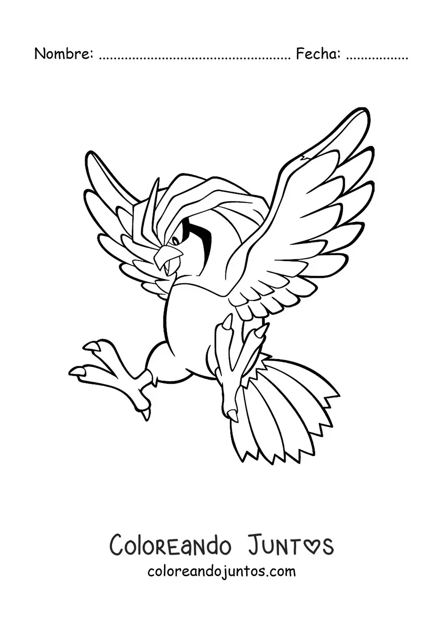 Imagen para colorear del pokémon Pidgeotto