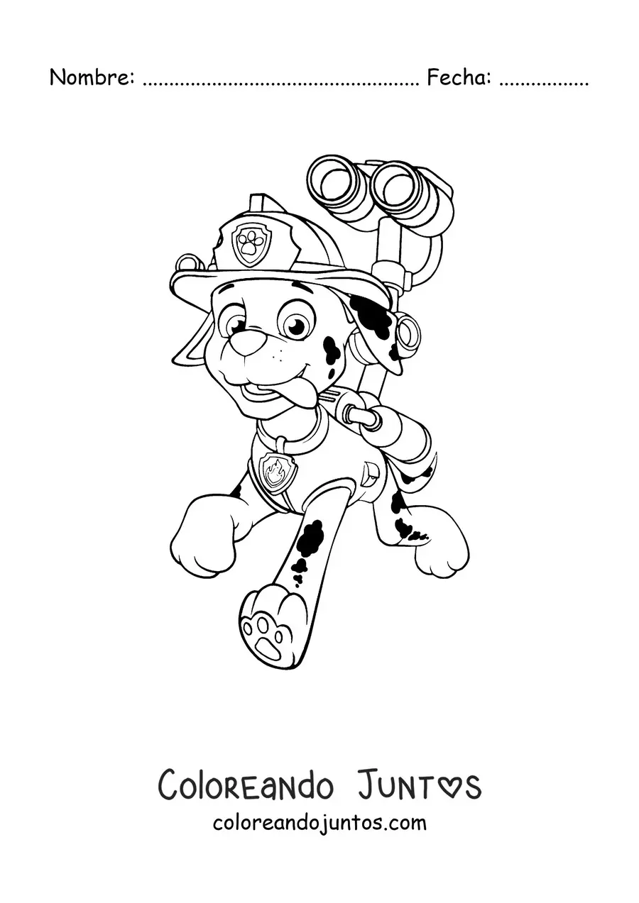 Imagen para colorear de Marshall de Paw Patrol corriendo