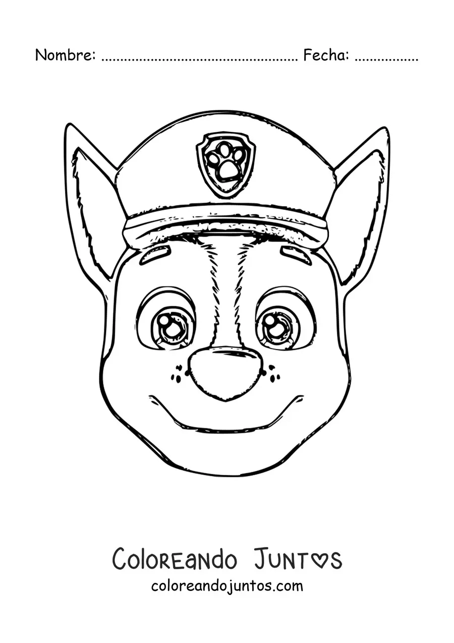Imagen para colorear de la cara de Chase de Paw Patrol
