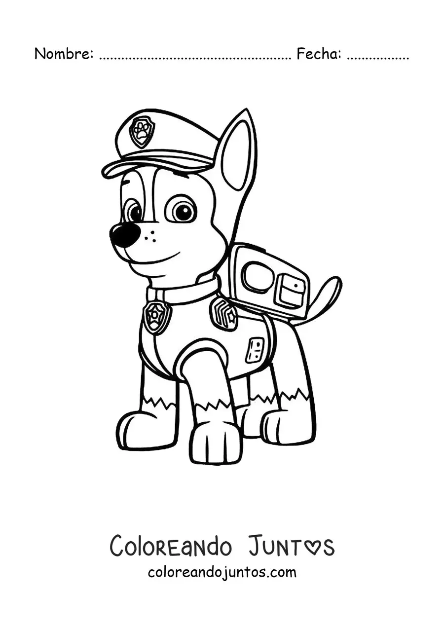 Imagen para colorear de Chase de Paw Patrol