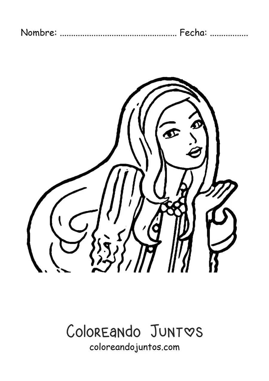 Imagen para colorear de Barbie lanzando un beso