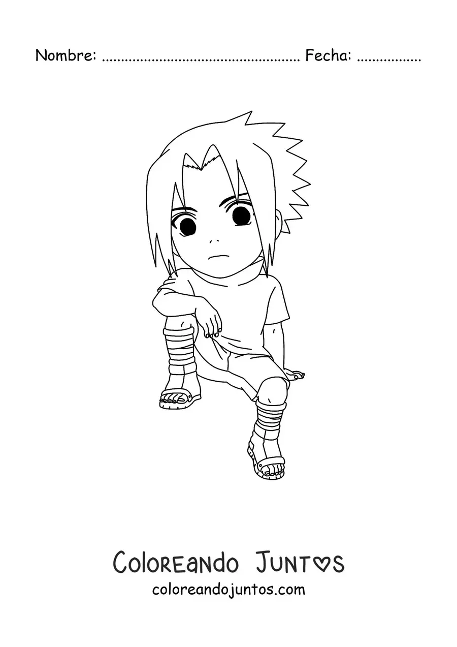 Imagen para colorear de Sasuke chibi