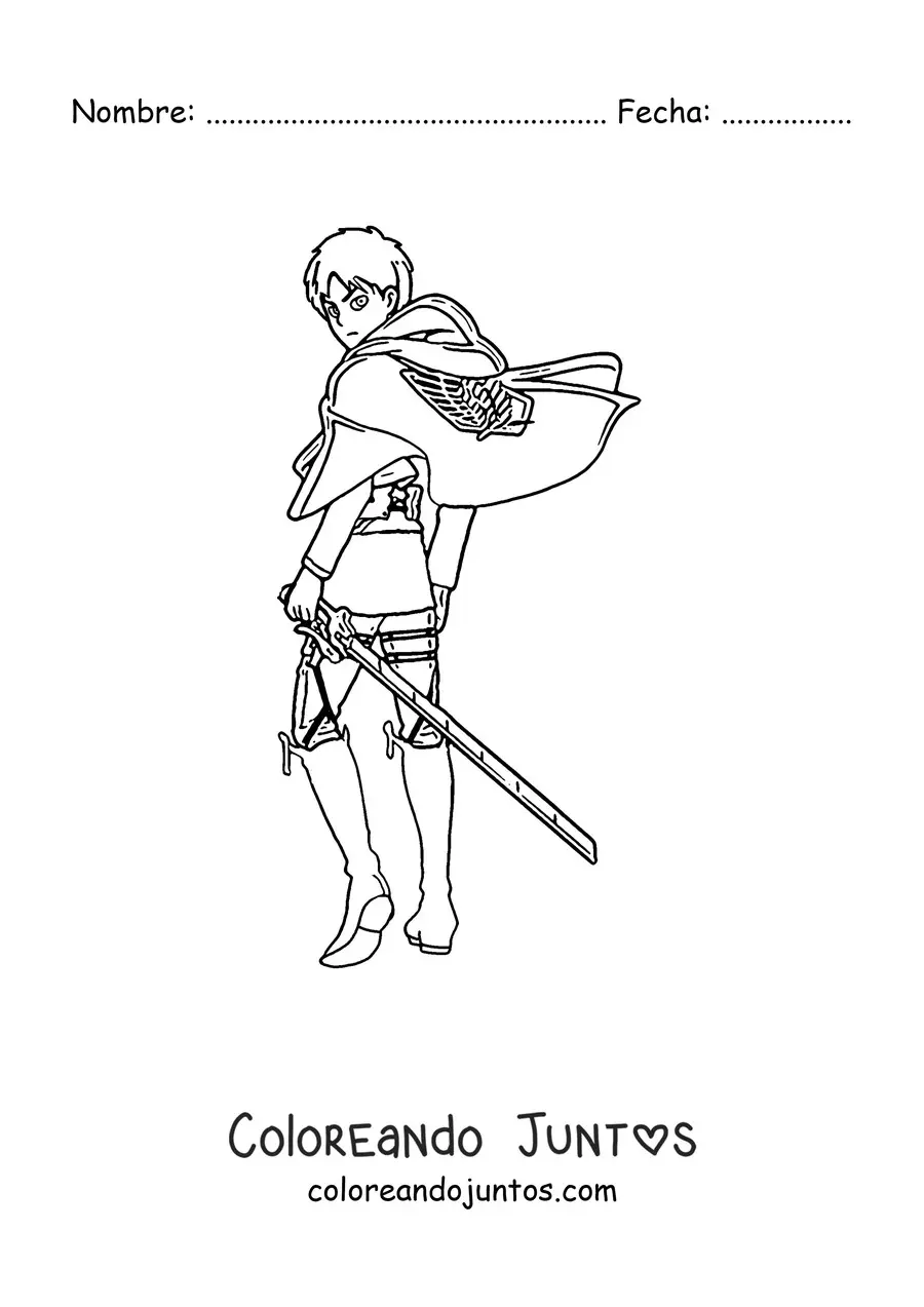 Imagen para colorear de Eren de Attack On Titan