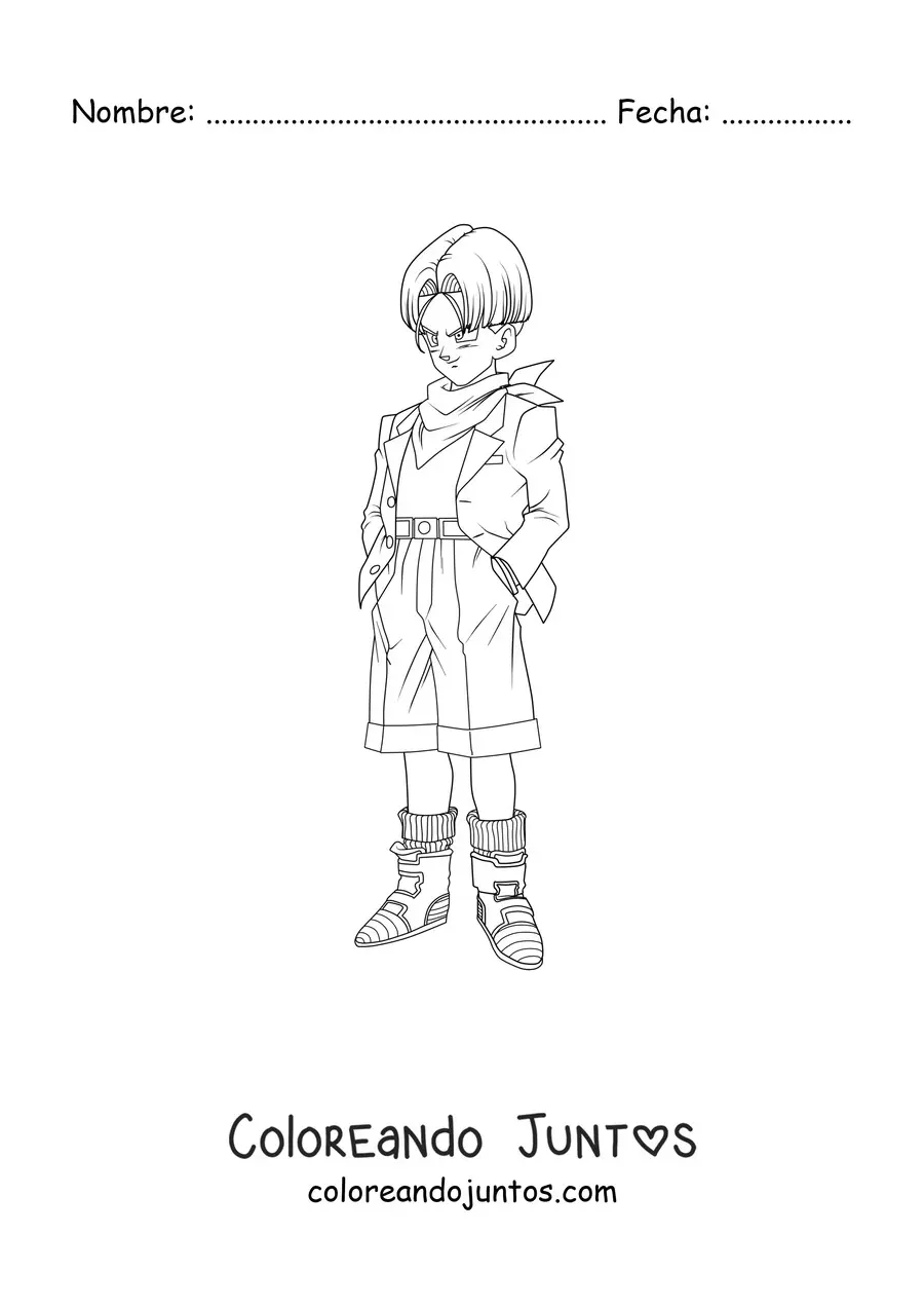 Imagen para colorear de Trunks de Dragon Ball