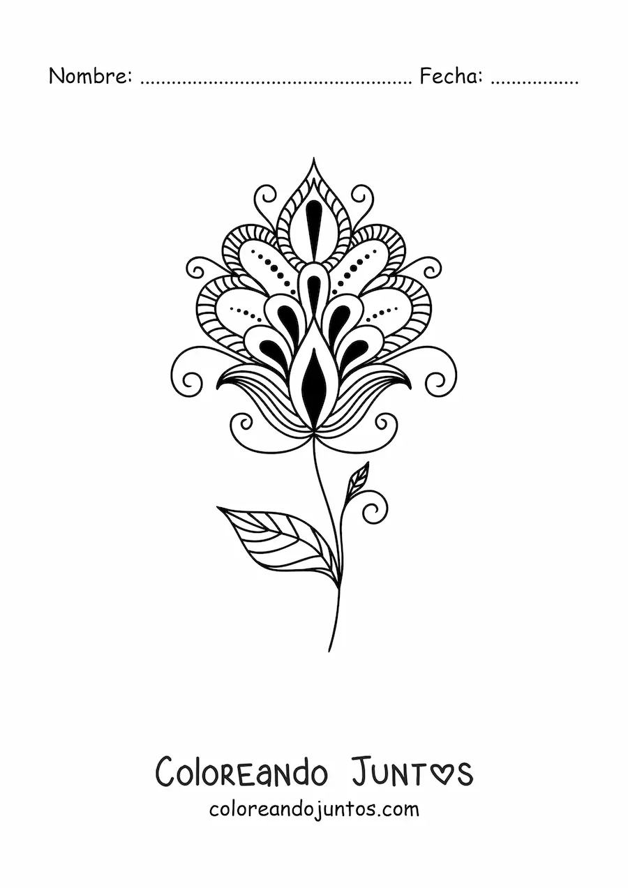 Imagen para colorear de un mandala de clavel