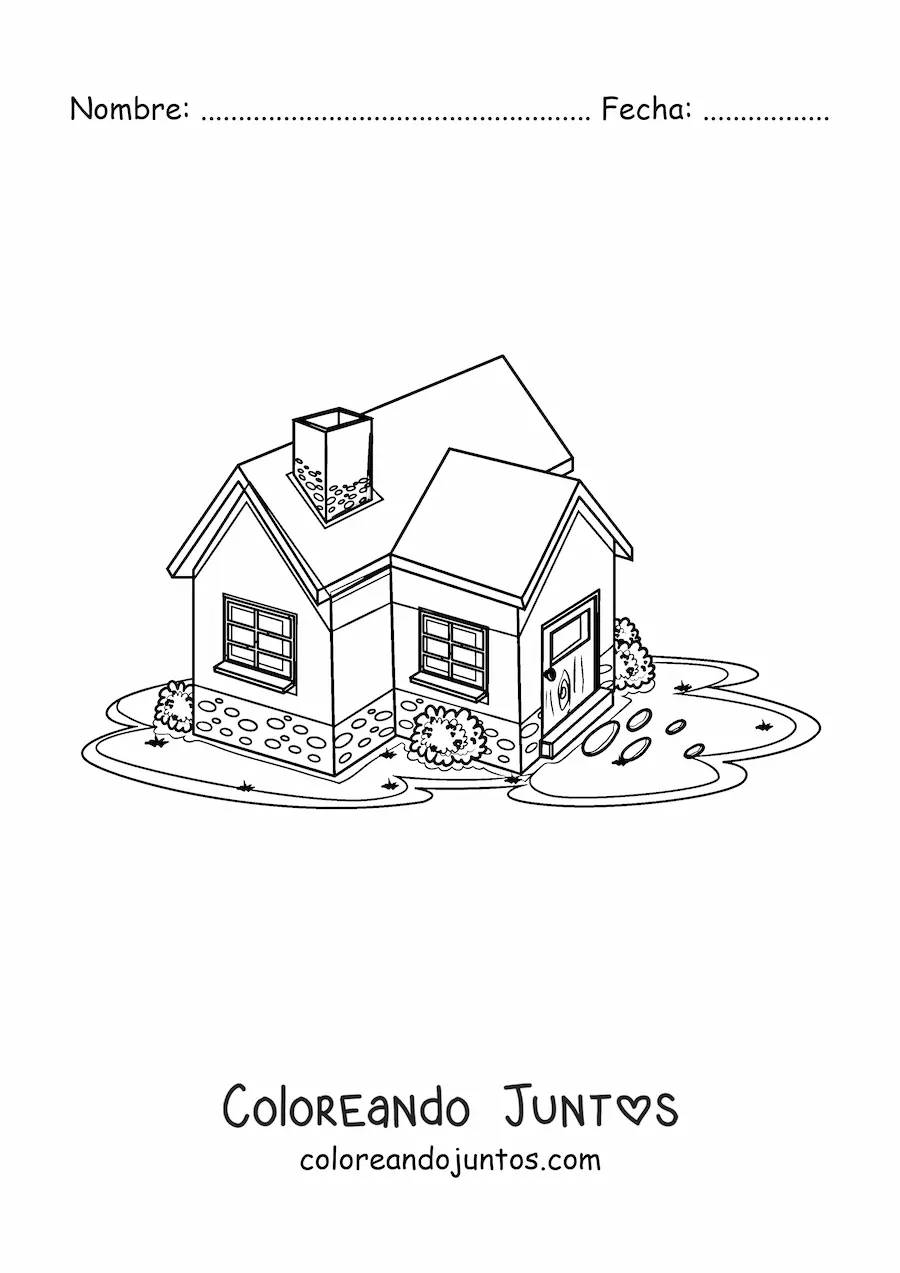Imagen para colorear de una casa con chimenea