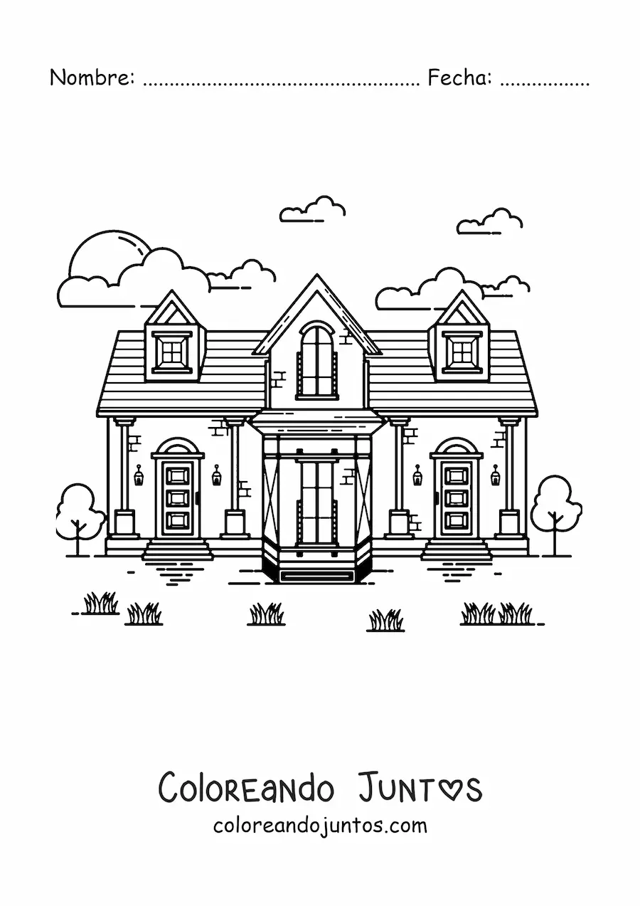 Imagen para colorear de una casa de estilo antiguo