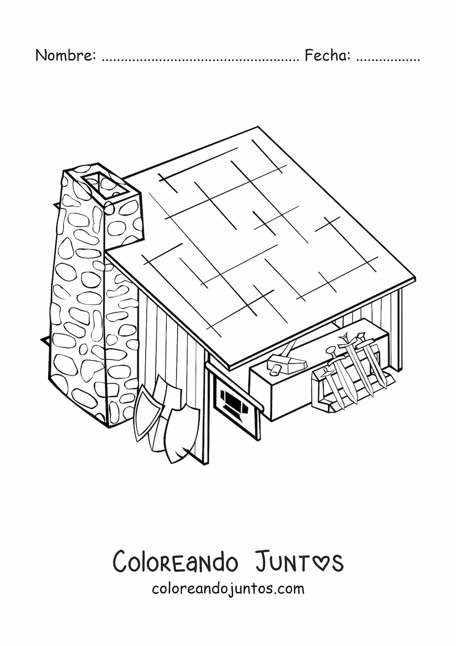 Imagen para colorear de una cabaña medieval