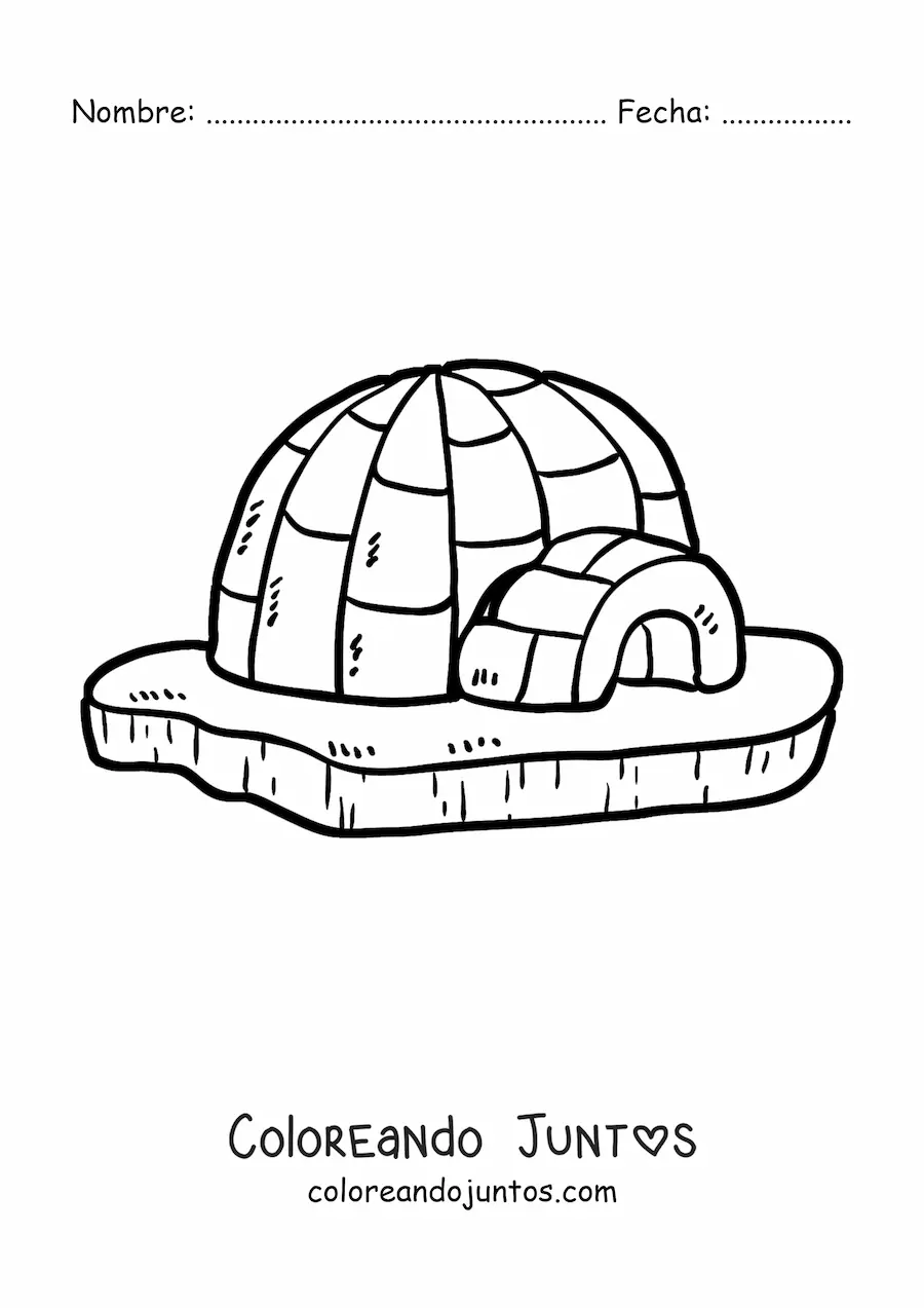 Imagen para colorear de un iglú en el hielo
