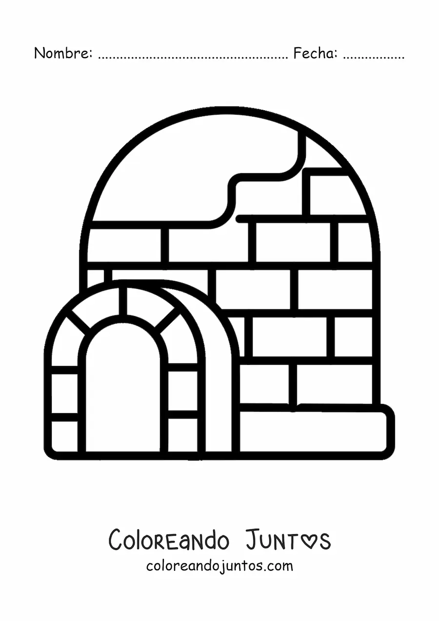 Imagen para colorear de un iglú sencillo