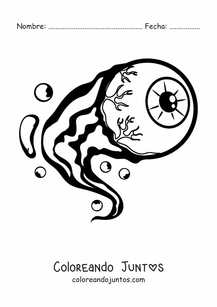 Imagen para colorear de un globo ocular animado