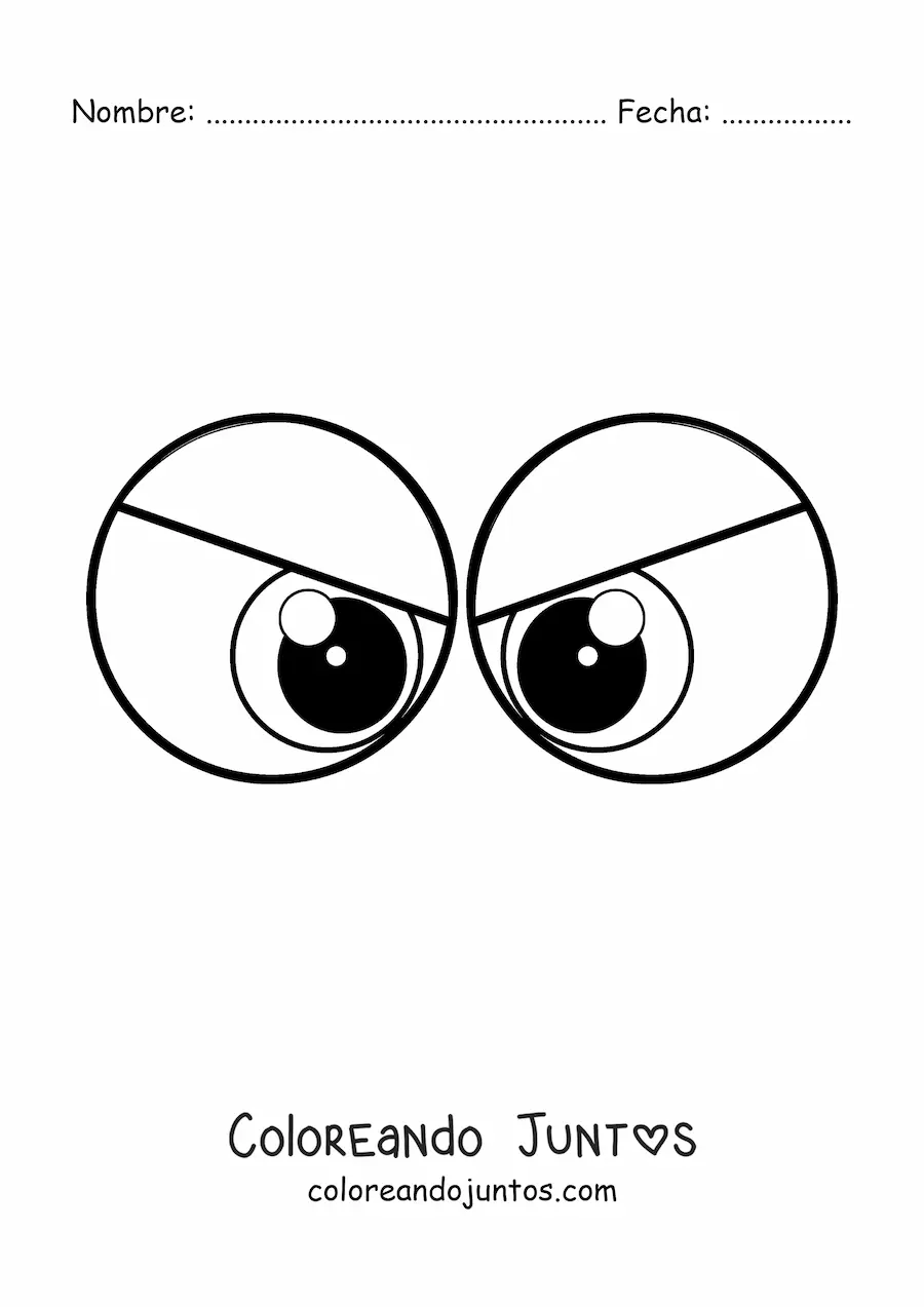 Imagen para colorear de un par de ojos furiosos animados