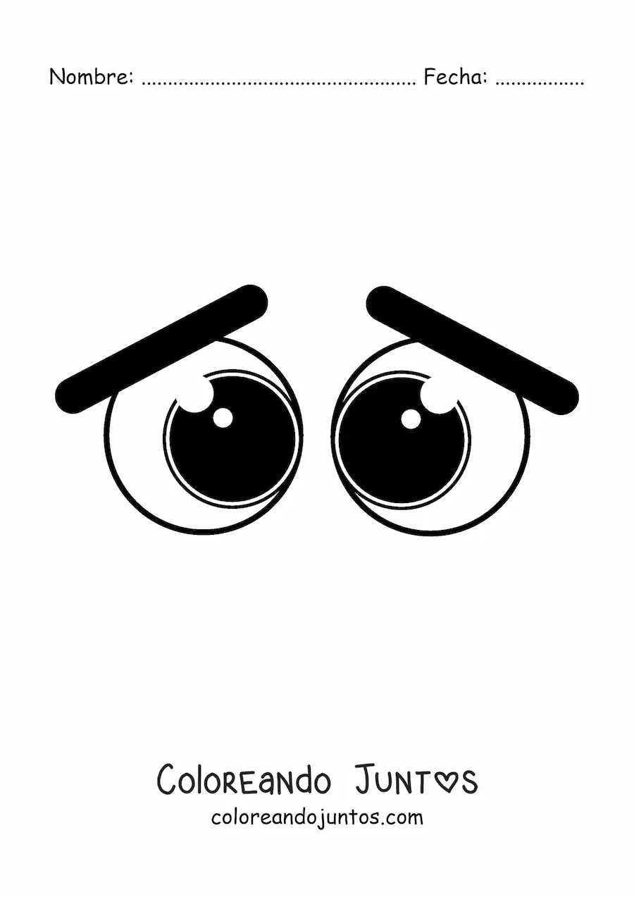 Imagen para colorear de un par de ojos llorosos animados