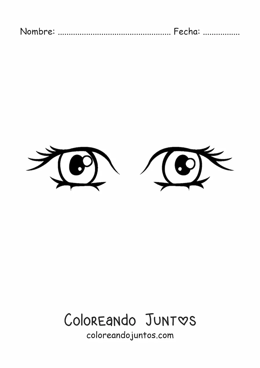 Imagen para colorear de un par de ojos animados de mujer