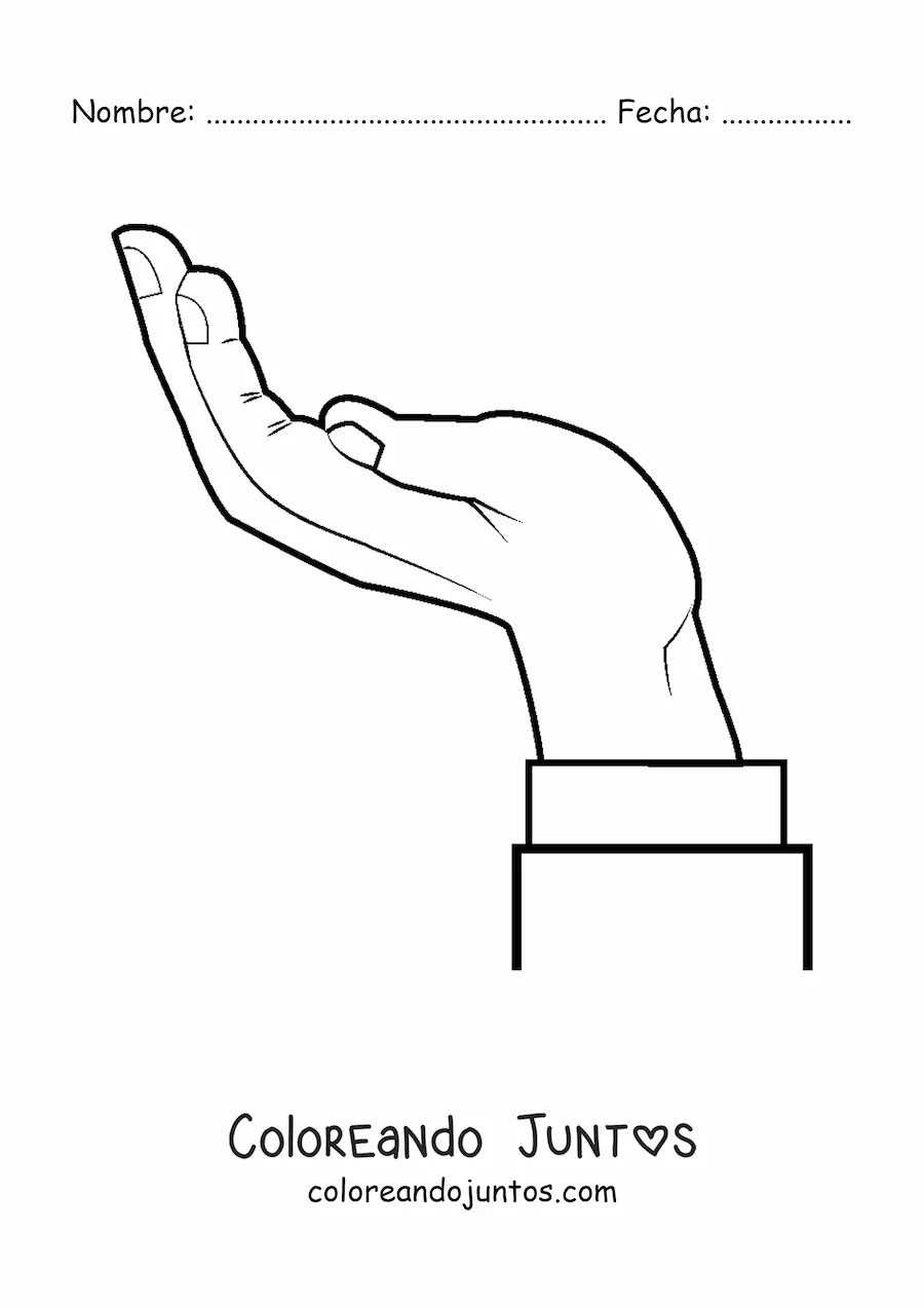 Imagen para colorear de mano con palma arriba