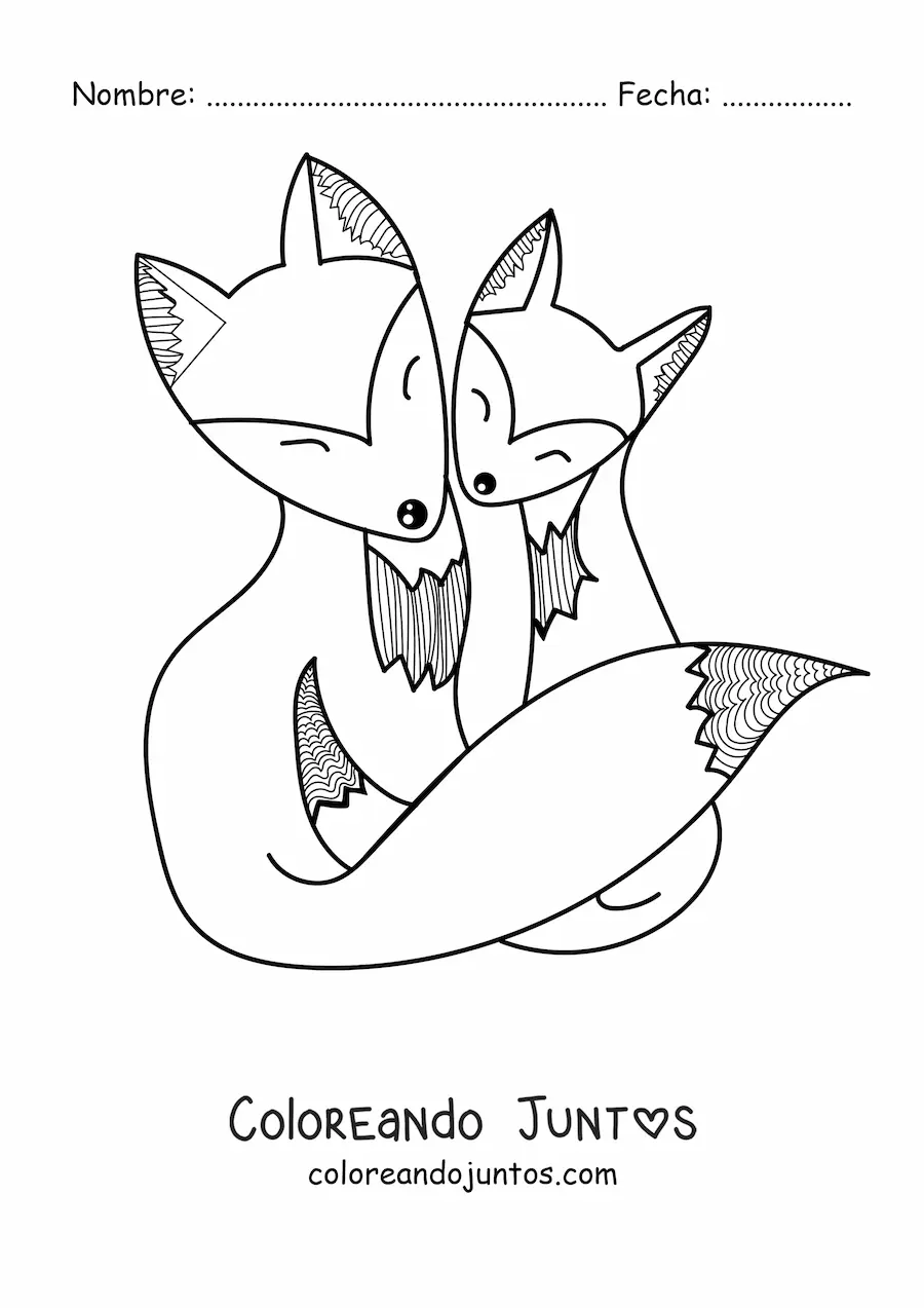 Imagen para colorear de una pareja de zorros animados