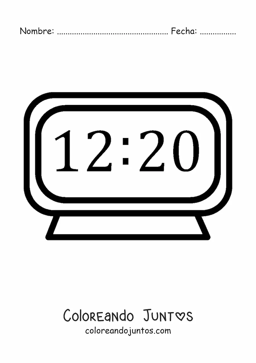 Imagen para colorear de un reloj digital sencillo