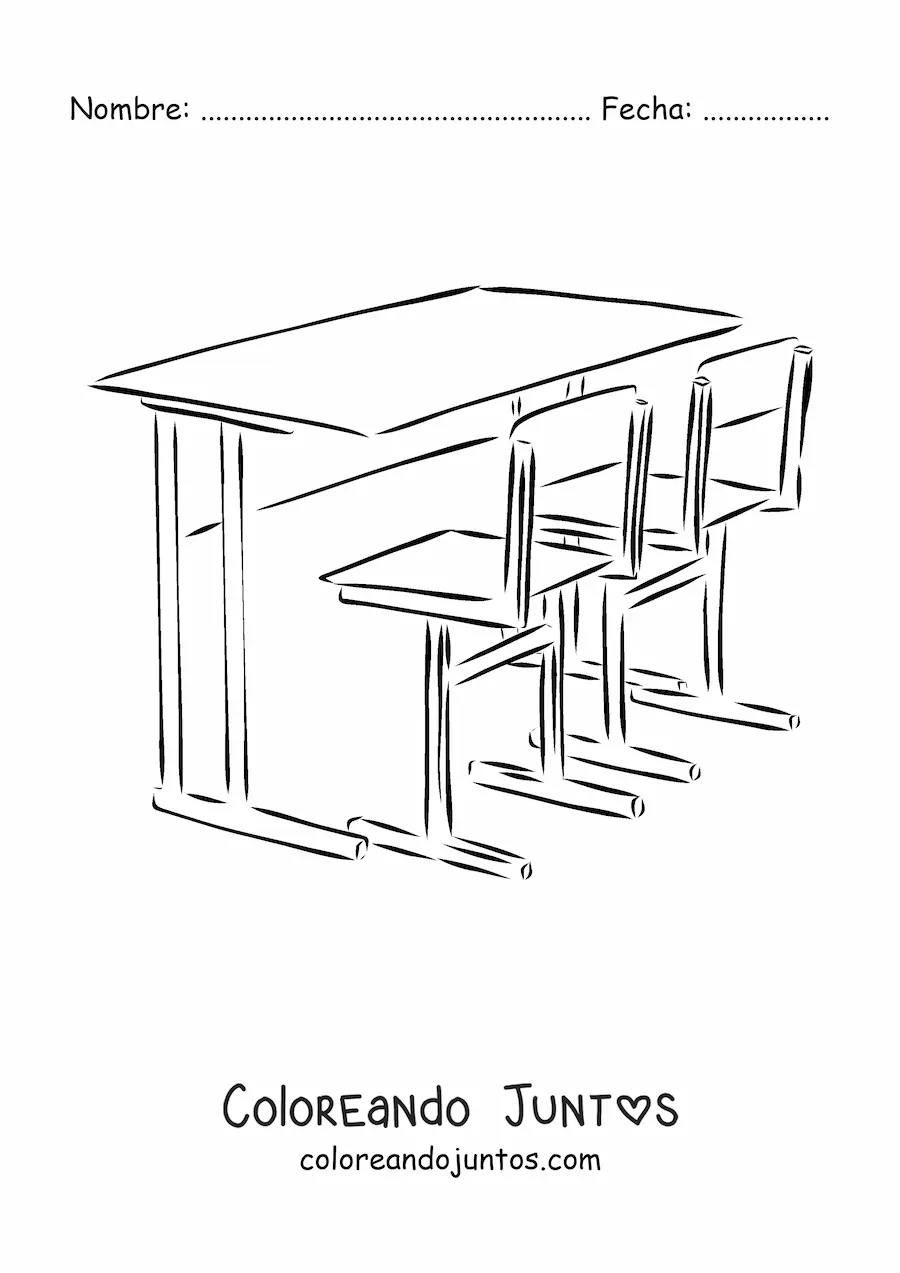 Imagen para colorear de una mesa escolar