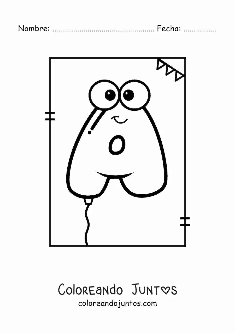 Imagen para colorear de un globo con forma de letra A