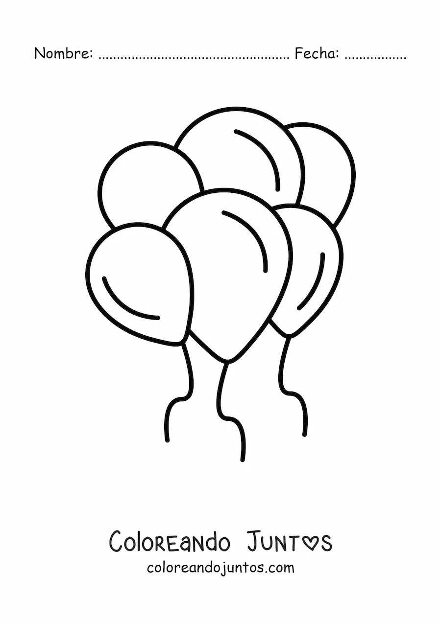 Imagen para colorear de varios globos inflados