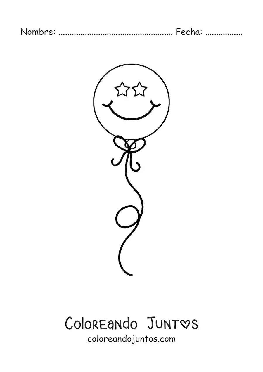 Imagen para colorear de un globo con cara sonriente