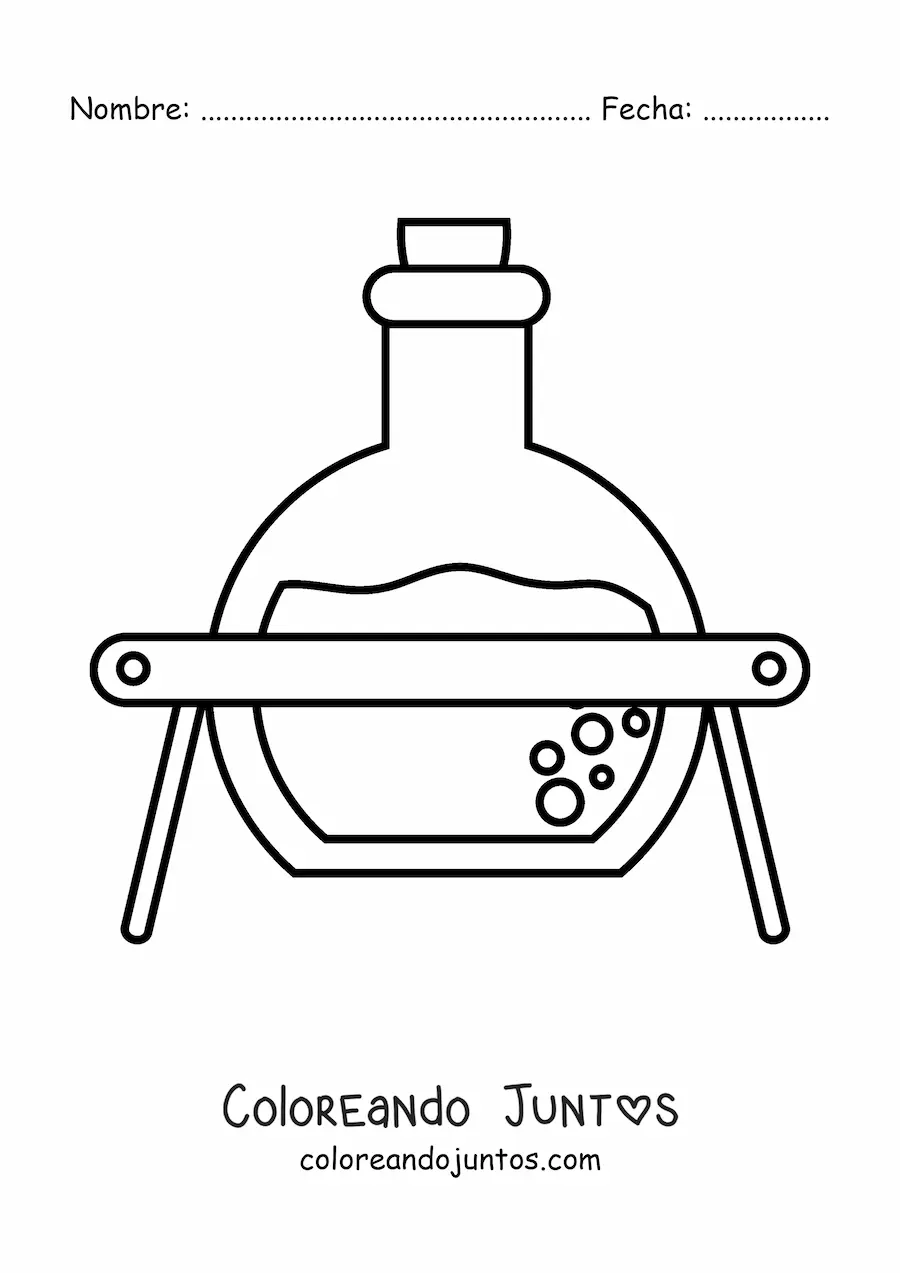 Imagen para colorear de una solución química en un matraz