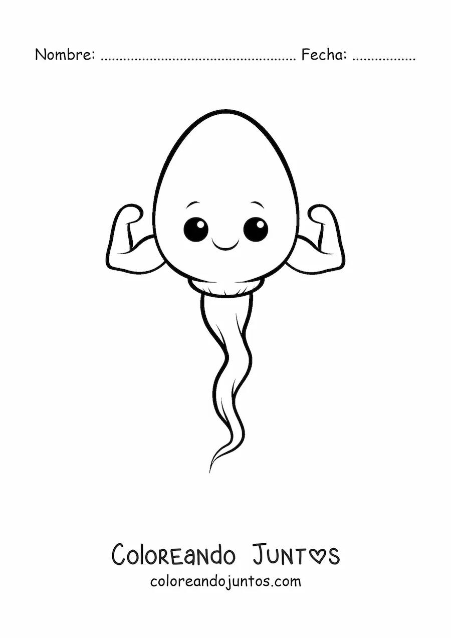Imagen para colorear de un espermatozoide kawaii