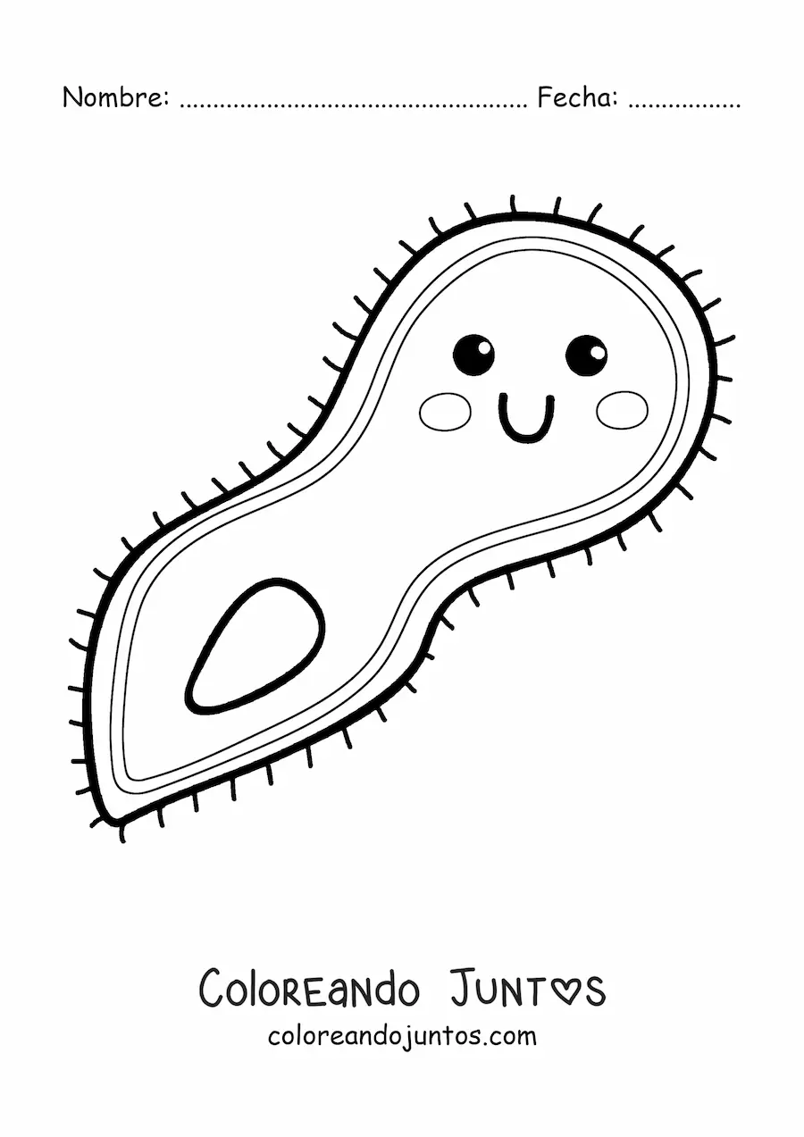 Imagen para colorear de un protozoo kawaii
