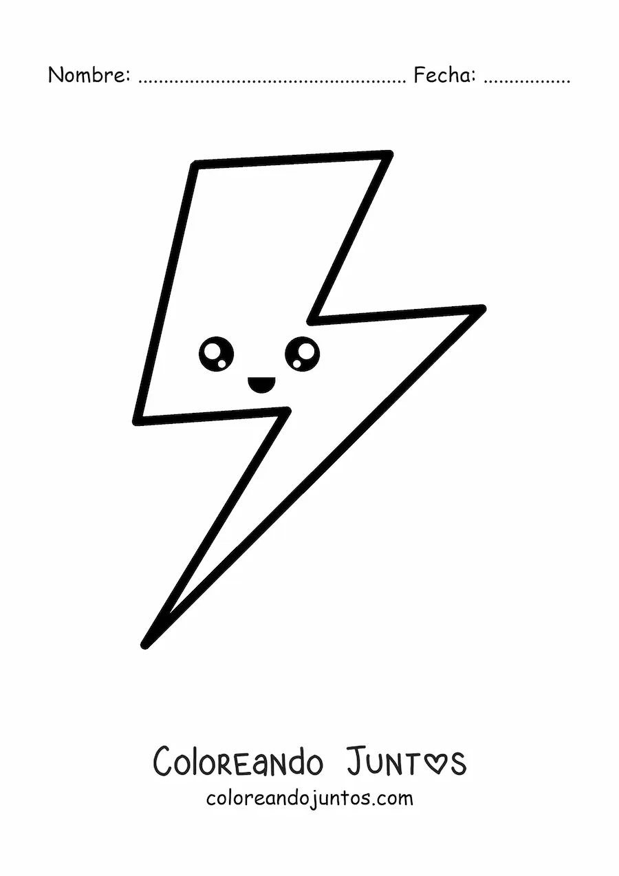 Imagen para colorear de un rayo animado kawaii