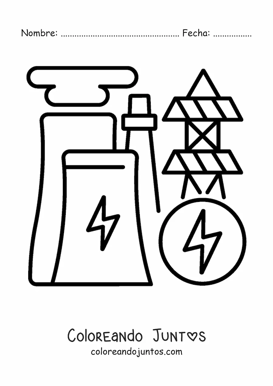 Imagen para colorear de una central de generación de energía eléctrica