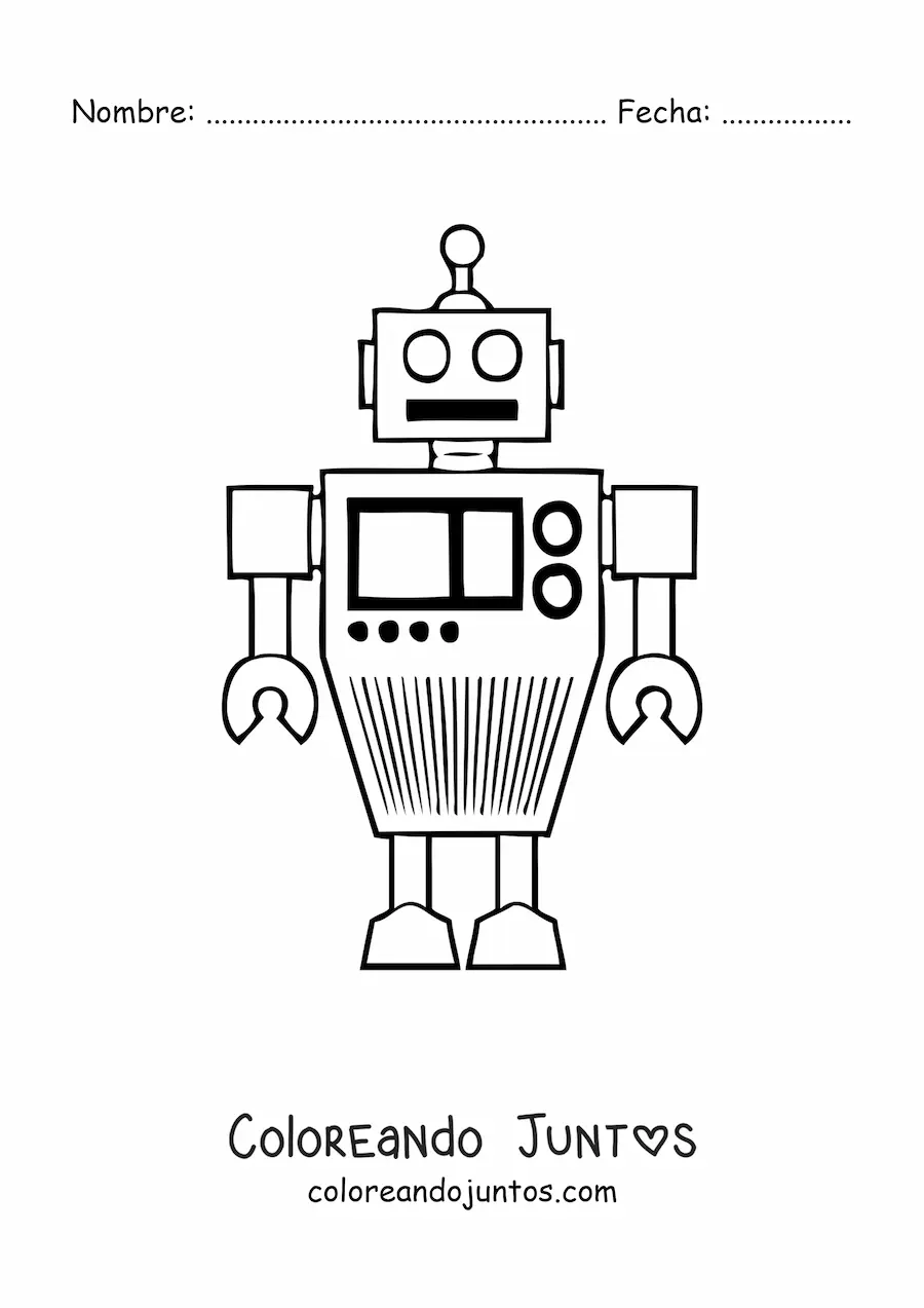 Imagen para colorear de un robot dibujado con figuras geométricas