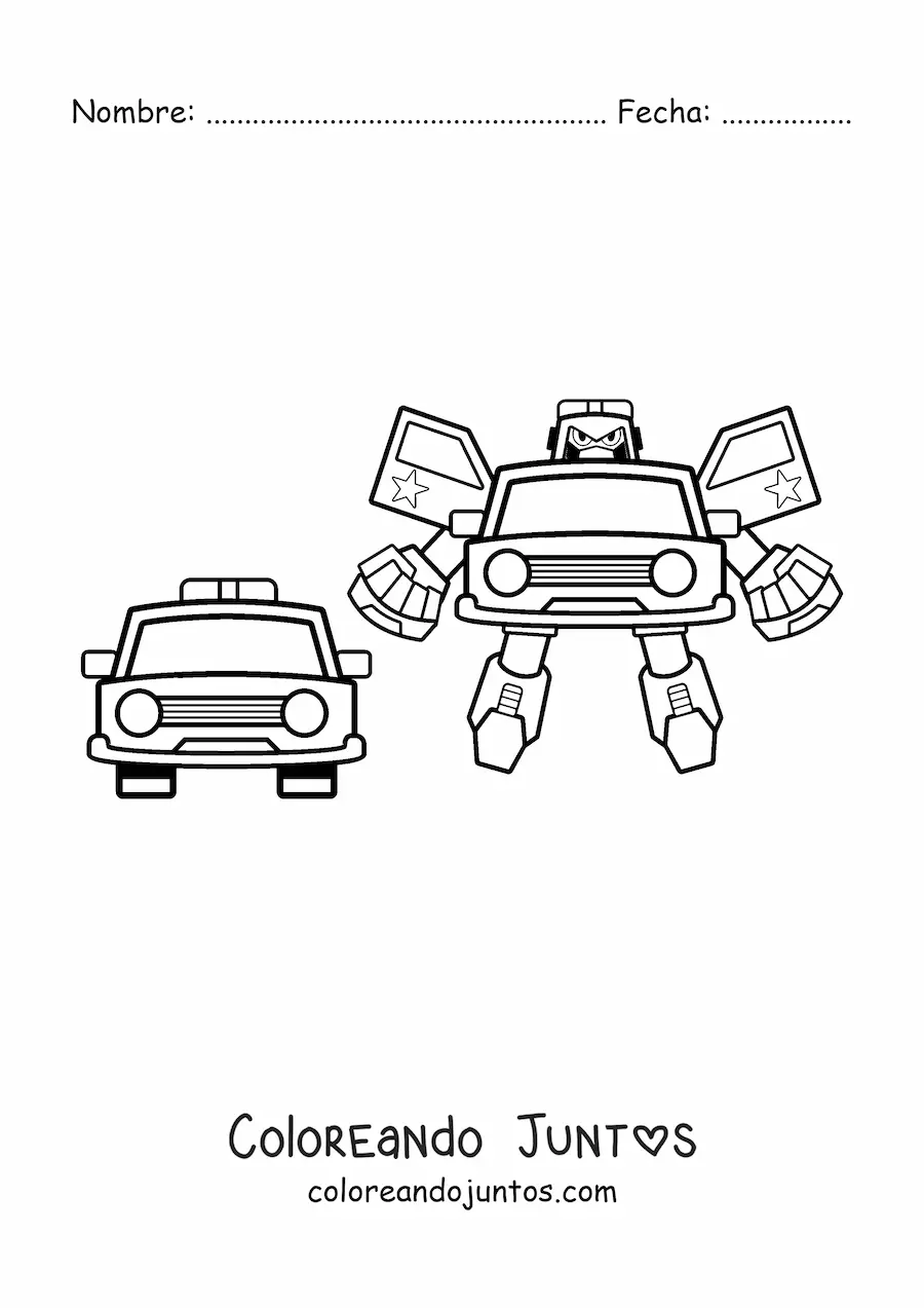 Imagen para colorear de un robot Transformer